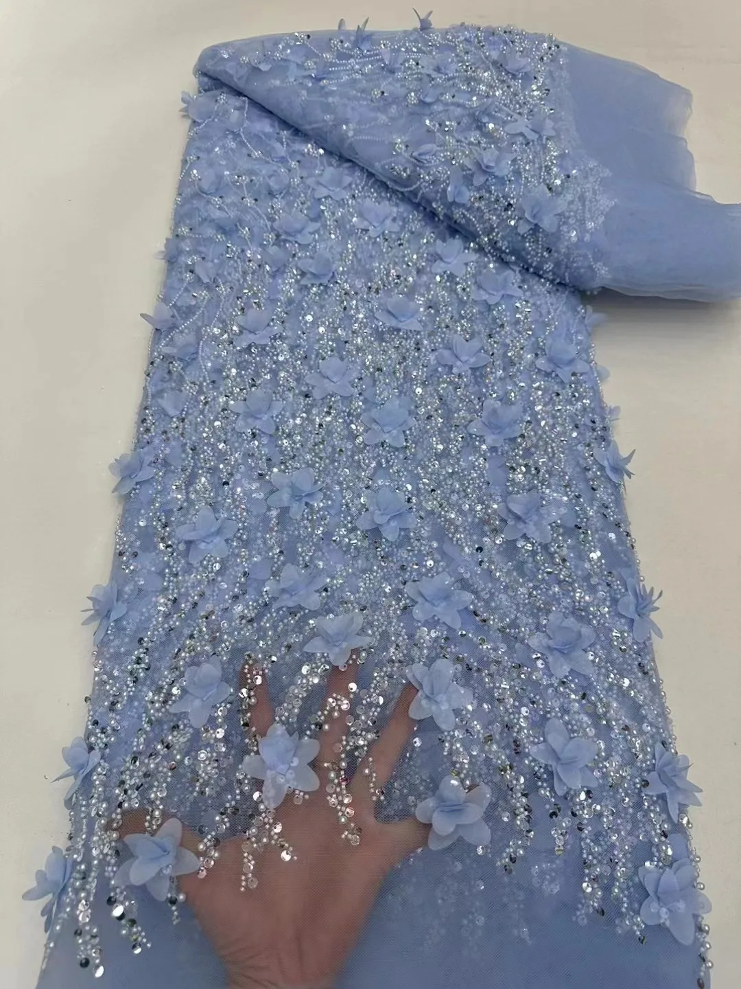 Длинное кружевное платье с 3D листьями и цветами элегантная французская вышивка