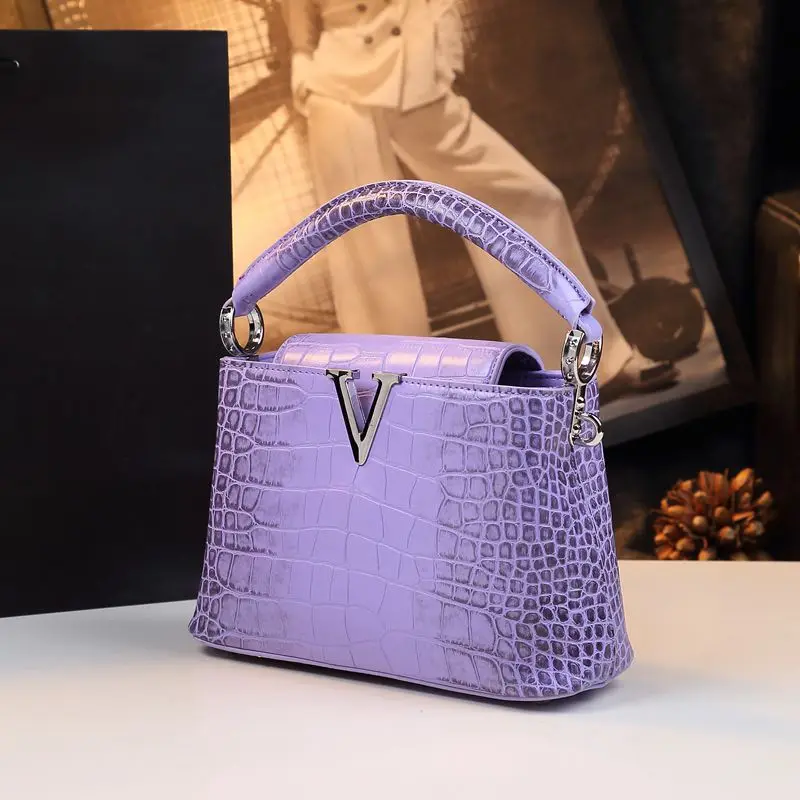 Женская сумка из натуральной кожи с крокодиловым узором женская маленькая через