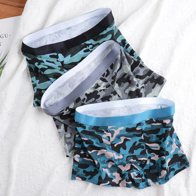 5Pcs/Lot High-End New Men's Underwear Camouflage Men's Large Size Underwear Pure Cotton Men's Flat Foot Underwear