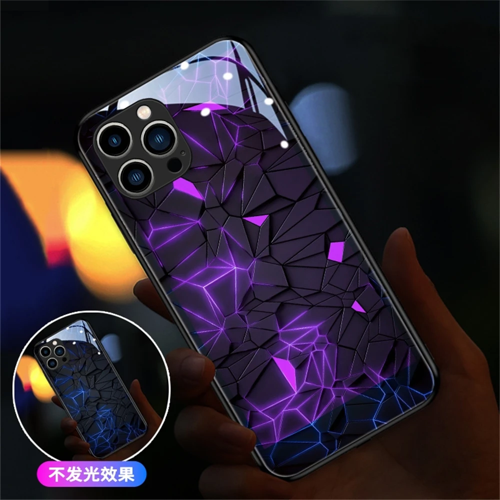 

Geometry Rhombus LED Luminous Case For Samsung S23 S22 S21 S20 FE Note 10 20 Plus Ultra A54 A14 A53 A52 A32 A71 Light Up Cover