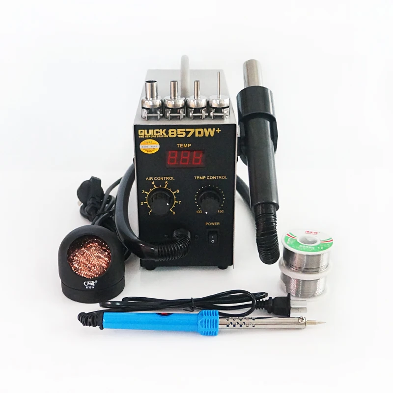 

QUICK 857DW+SMD BGA Rework Solder Station Hot Air Blower Heat Gun Intelligent Detection BGA SMD PCB IC Phone Repair Tool