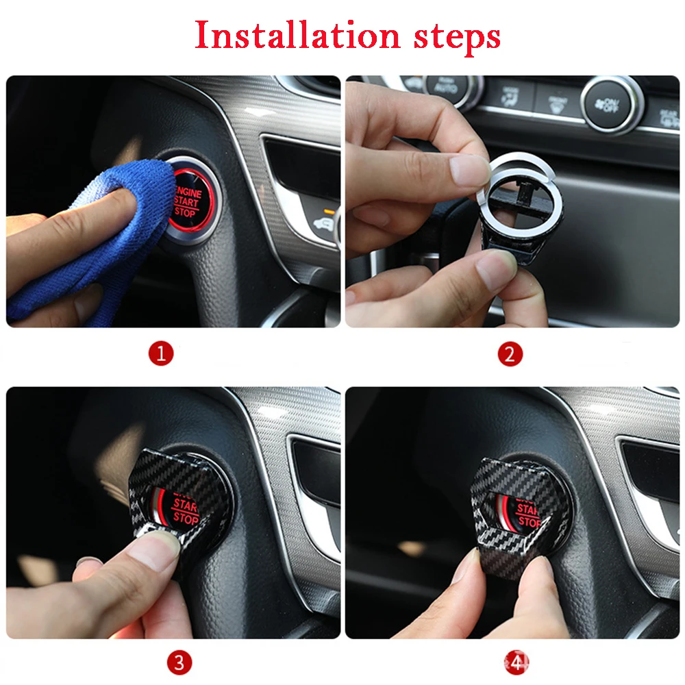 2022new Car Engine Start Stop Switch Button Cover Decorative Auto Accessories Push Sticky Interior Car-Styling |