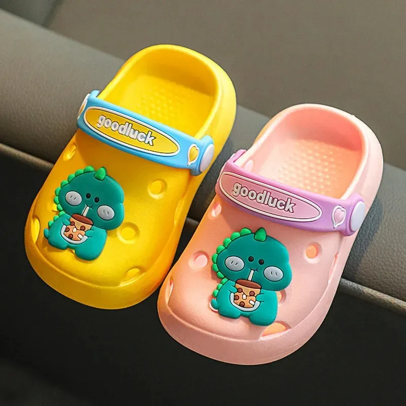 Free Shipping Baby Dinosaur Slipper Boy Summer Clogs For Kid Girls Pink Home Slippers Children's Shoes Light Garden Clogs Mules