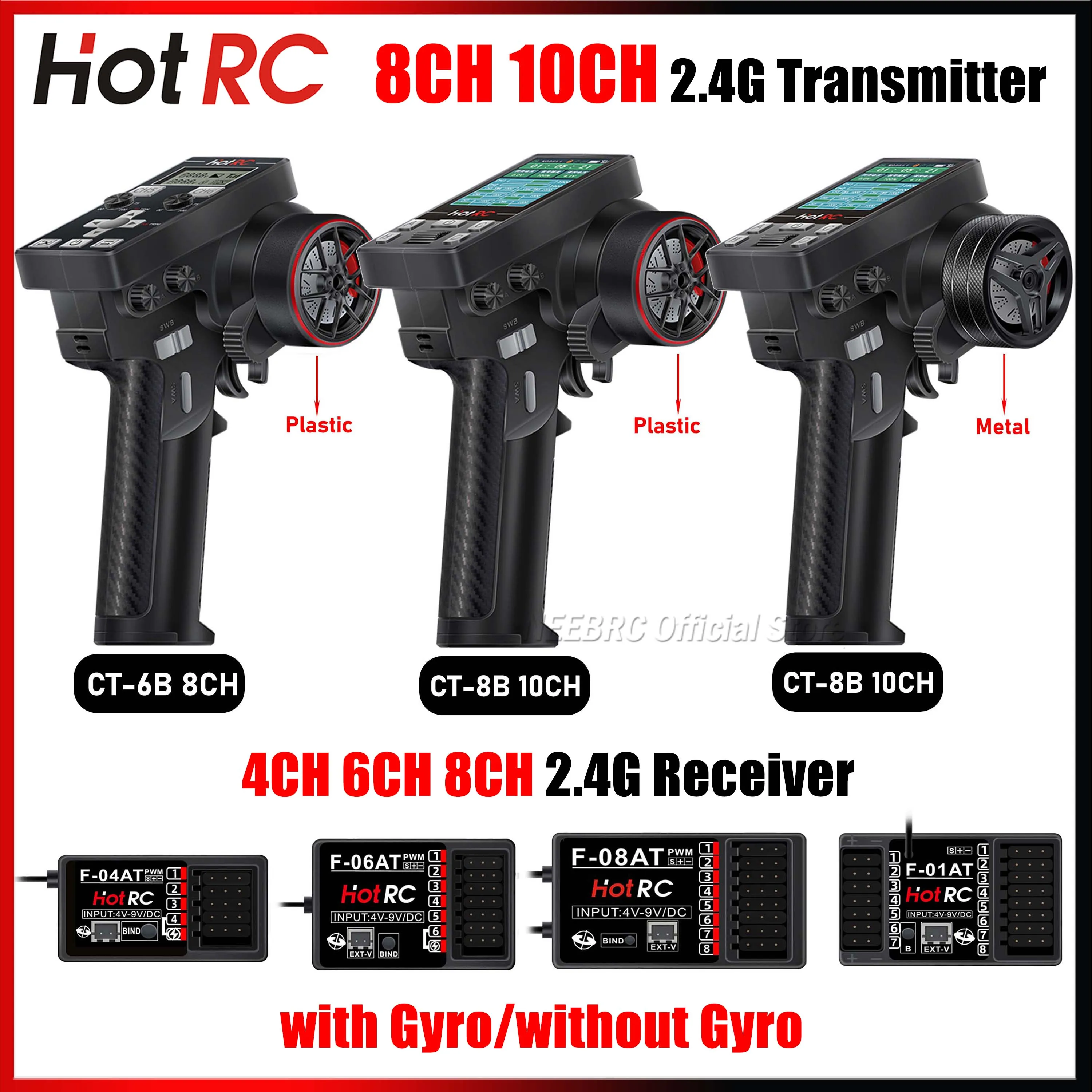 Радиоуправляемый приемник HOTRC CT-6B CT-8B 8/10CH 2,4G, передатчик с ...