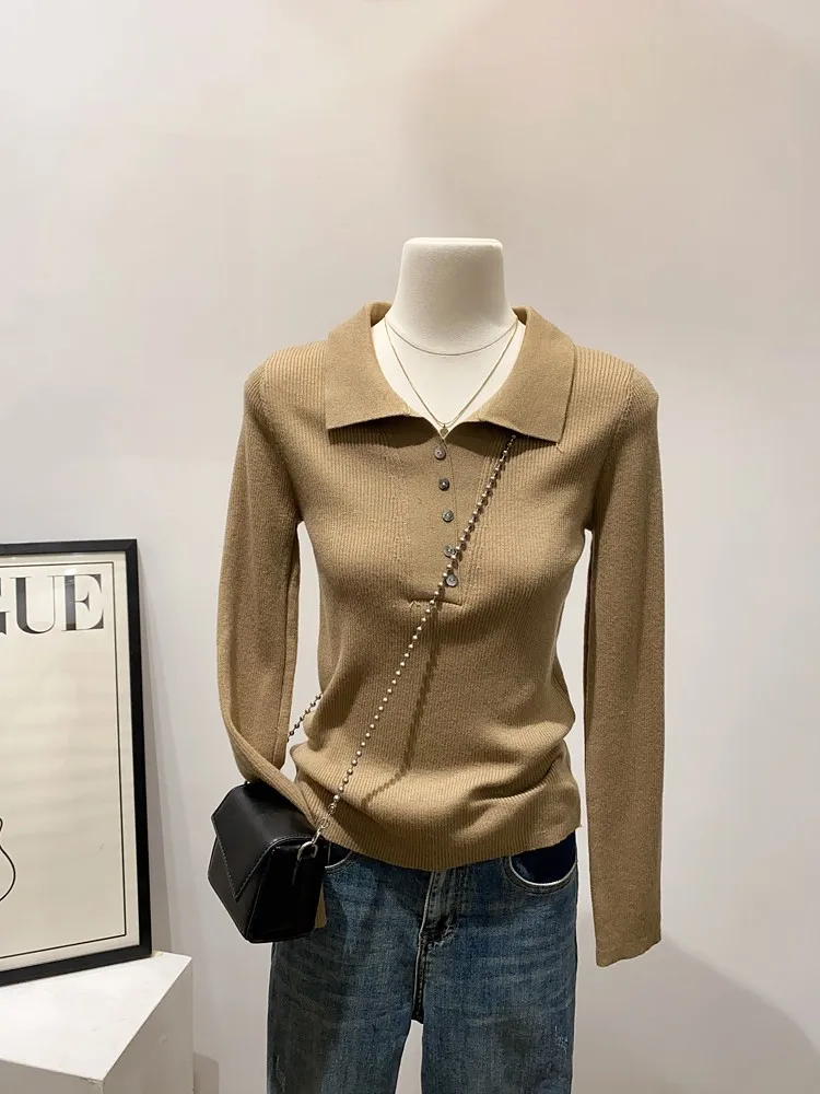 Изготовлено на Big Factory ~ 2024 ранняя осень новый вязаный женский эластичный