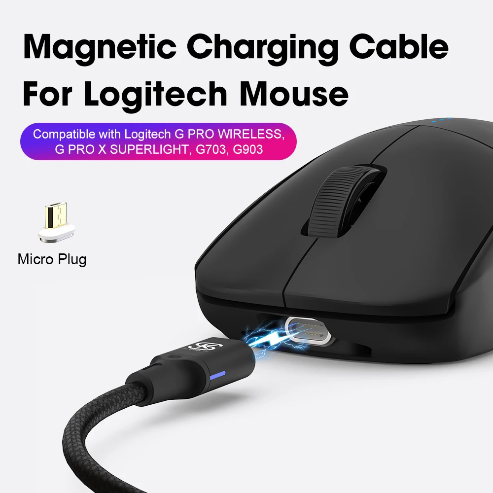 Magnetic Charging Cable for Logitech G Pro X Superlight G903 G703 Wireles Mouse Mice Gaming Accessories