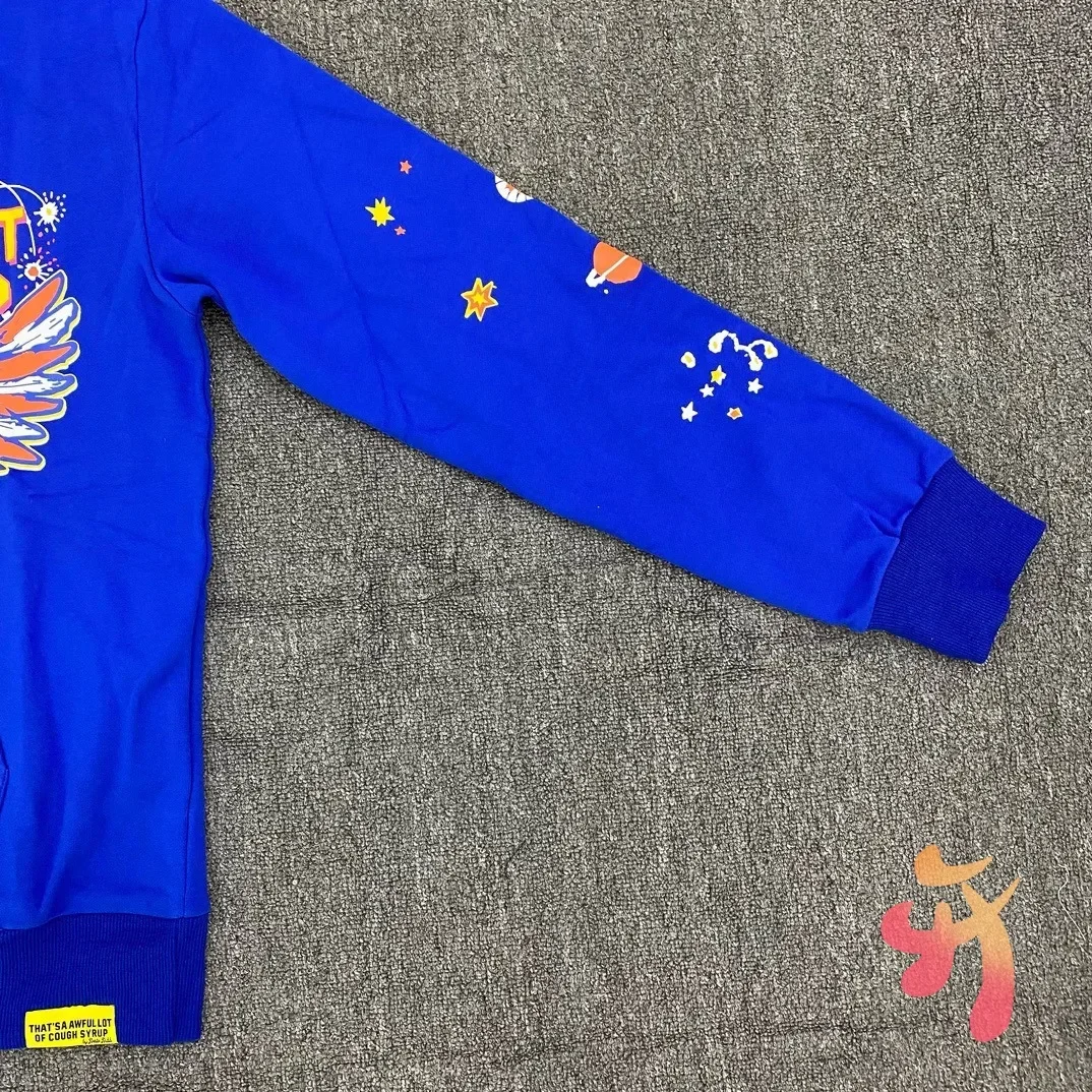 Уличный комплект с капюшоном в стиле хип-хоп синие толстовки виде сиропа от кашля