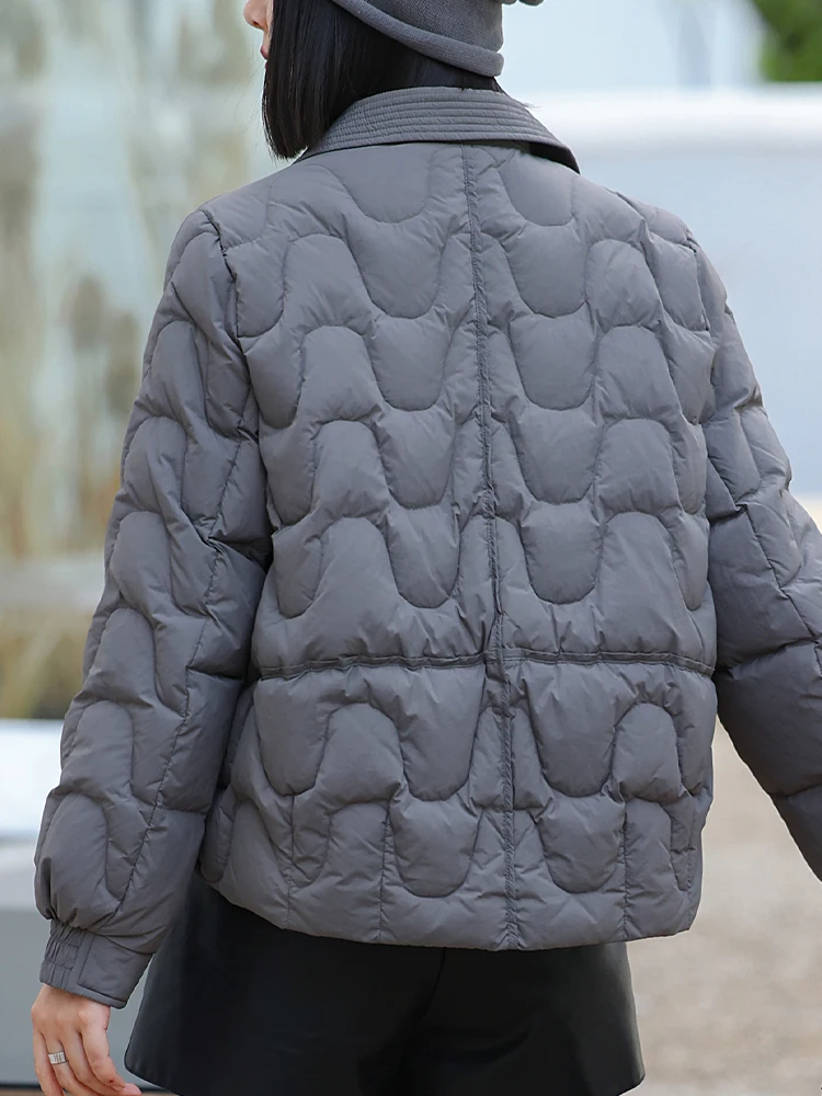 Легкий пуховик женский короткий 2024 зима новая рубашка с воротником свободная