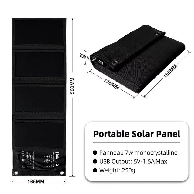 

Portable Folding Solar Panel 7W 10W Solar Cells Charger 5V Two USB Outdoor Hiking Waterproof power bank Accessories 250g