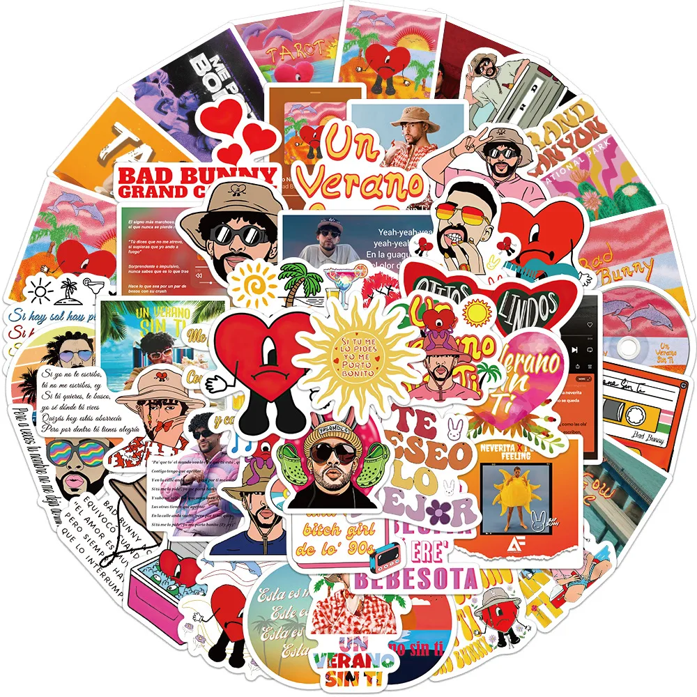 

10/30/50PCS Un Verano Sin Ti Bad Bunny New Album Stickers DIY Laptop Luggage Skateboard Graffiti Decals Fun for Kid Toys Gift