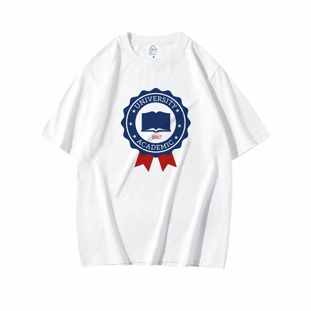 

Футболка мужская/женская с круглым вырезом, хлопковая дышащая футболка с забавным академическим принтом, модная повседневная рубашка для пар, 2023