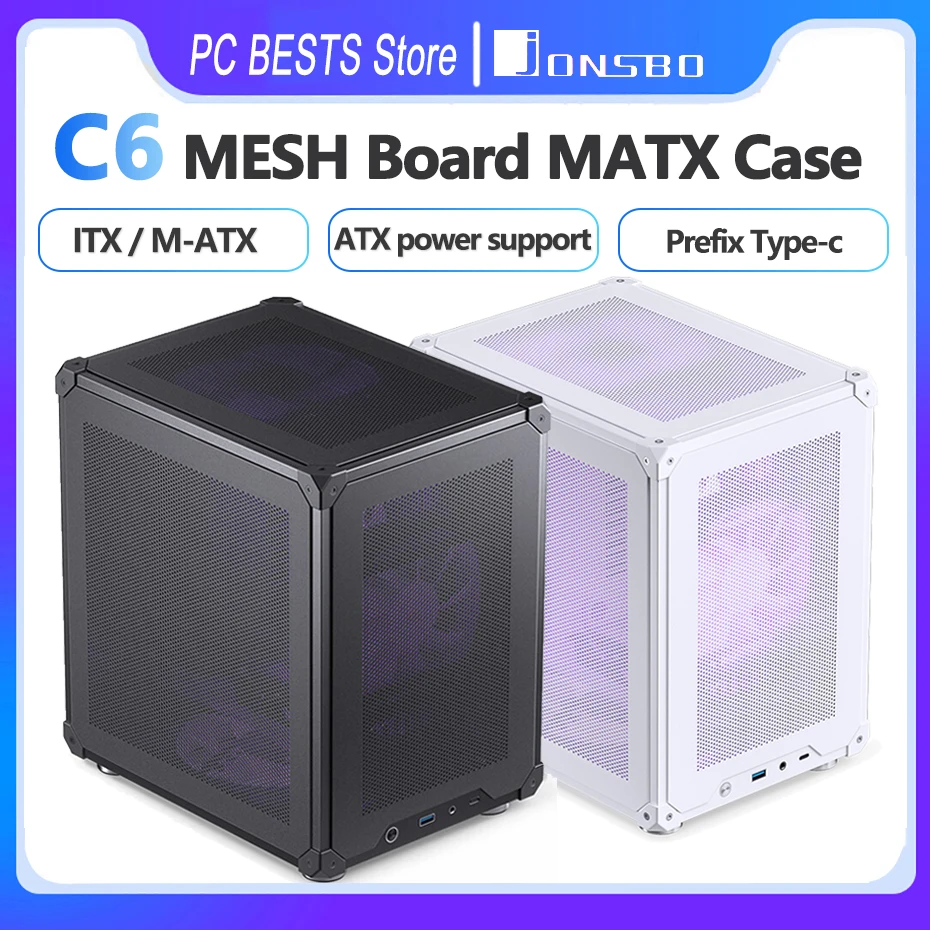 Jonsbo C6 Case MATX ITX MESH Boards Type-c ATX Power Supply 200-255mm Video Card Desktop Office Small Chassis