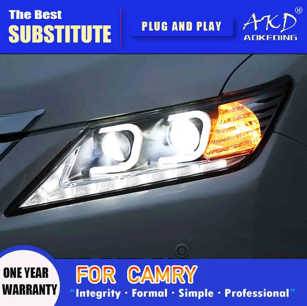 

Фара AKD для Toyota светодиодная фара дальнего света Camry 2012-2014, фары Camry DRL, сигнал поворота, фары дальнего света, объектив проектора Angel Eye