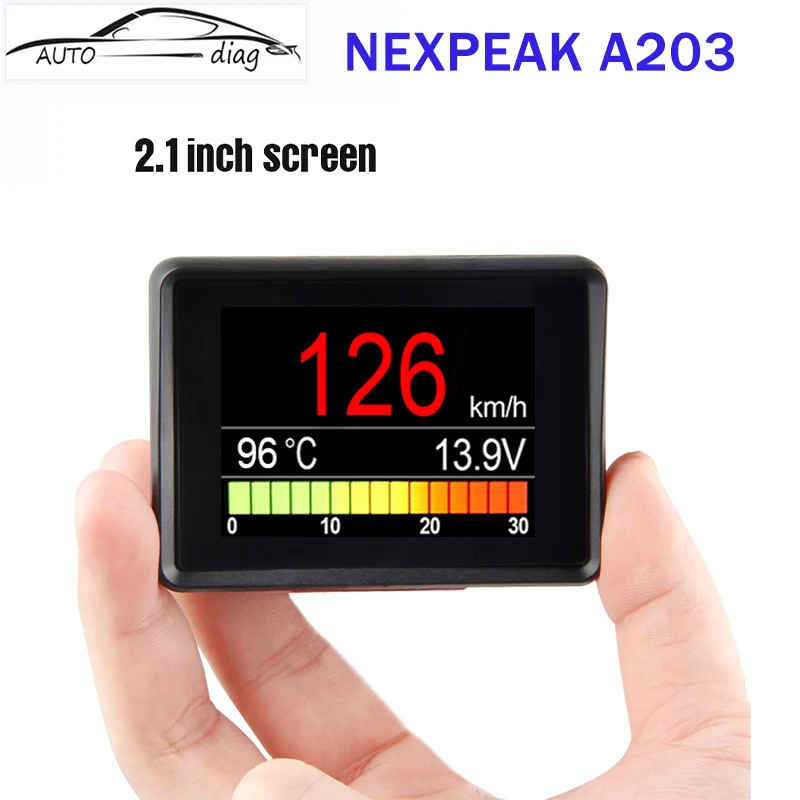 Бортовой компьютер NEXPEAK A203 OBD2, Цифровой Автомобильный бортовой компьютер с отображением скорости, расхода топлива, температуры, быстрое зарядное устройство