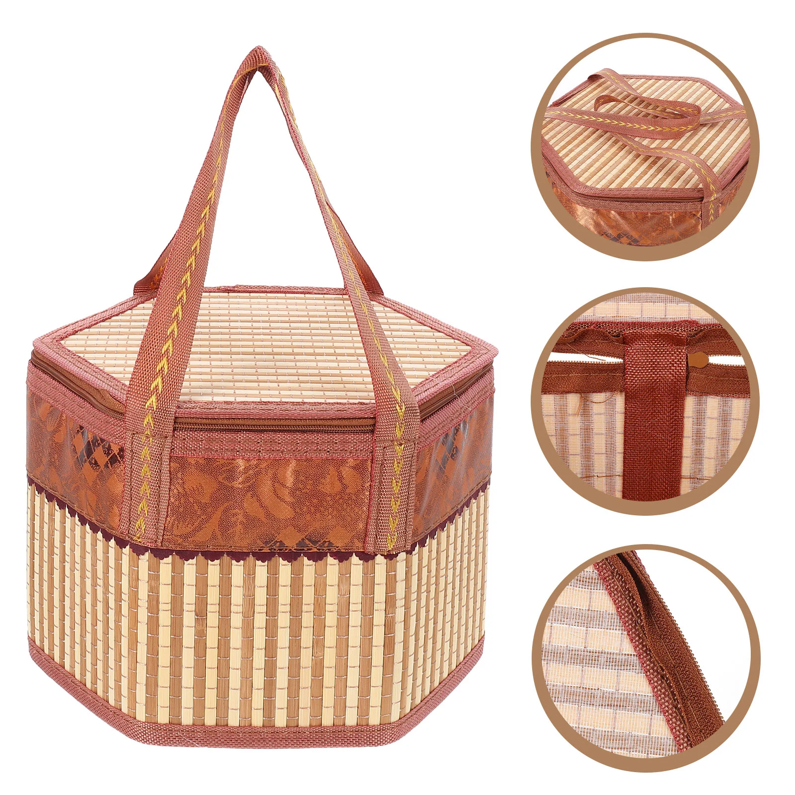 

Handheld Storage Basket Fruit Wrapping Basket Bamboo Woven Food Basket Picnic Food Holder