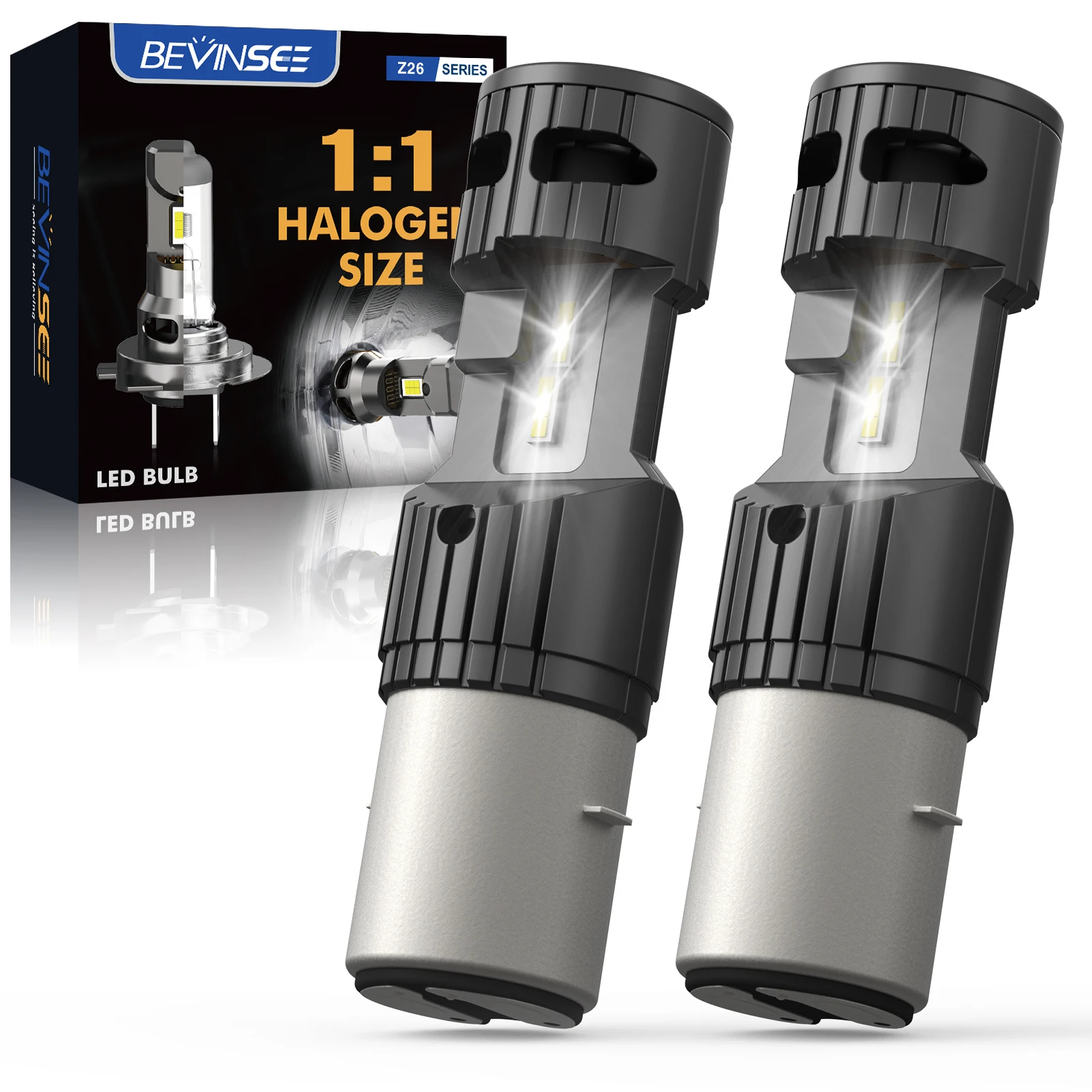 BEVINSEE BA20D H6 Светодиодная мотоциклетная фара 70 Вт 12000LM Hi/Lo Beam Супер яркая