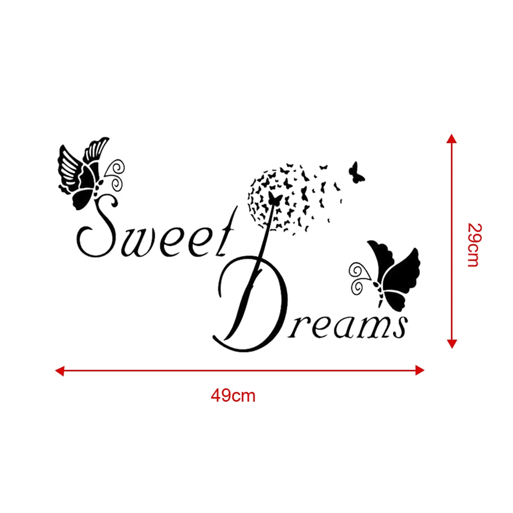 

Black Sweet Heart Butterfly Love Quote Wall Sticker Bedroom Removable Decals DIY
