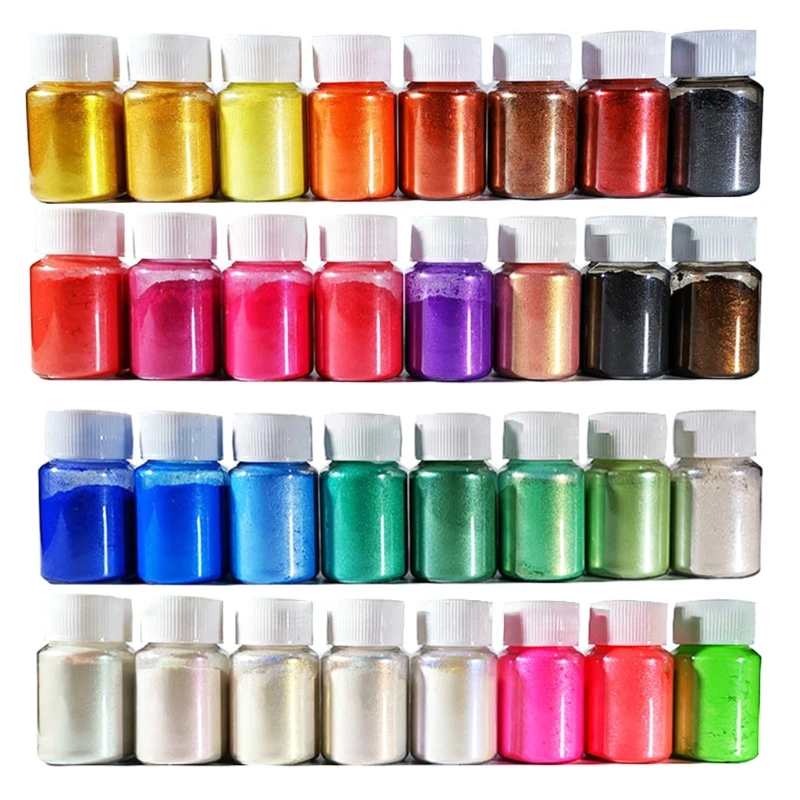 32 farben Kosmetische Grade Perlglanz Natürliche Glimmer Mineral Pulver Epoxy Harz Farbstoff Perle Pigment DIY Schmuck Handwerk Machen