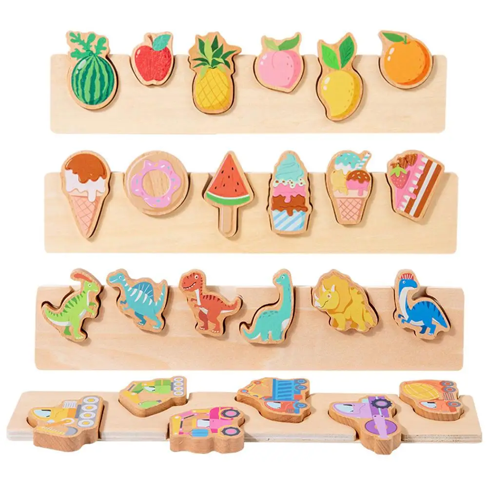 

Cartoon 3D Jigsaw Puzzle Toy Wooden Animal Fruit Traffic Cognition Matching Puzzle Toys For Children Gifts
