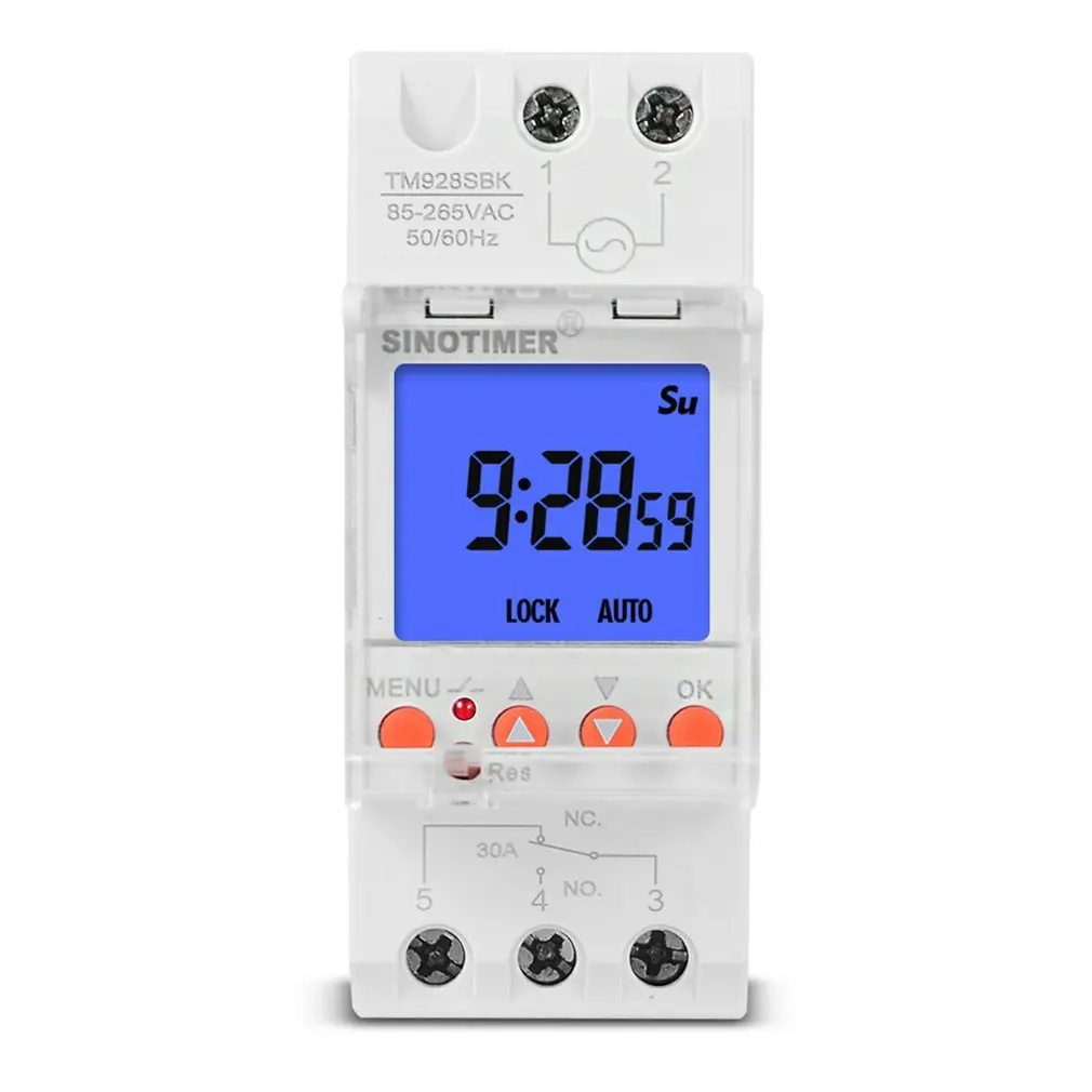 

1 Second To 168 Hours Programmable Electronic Time Clock 85-265V Big LCD Backlight Display Timer With Lock Function