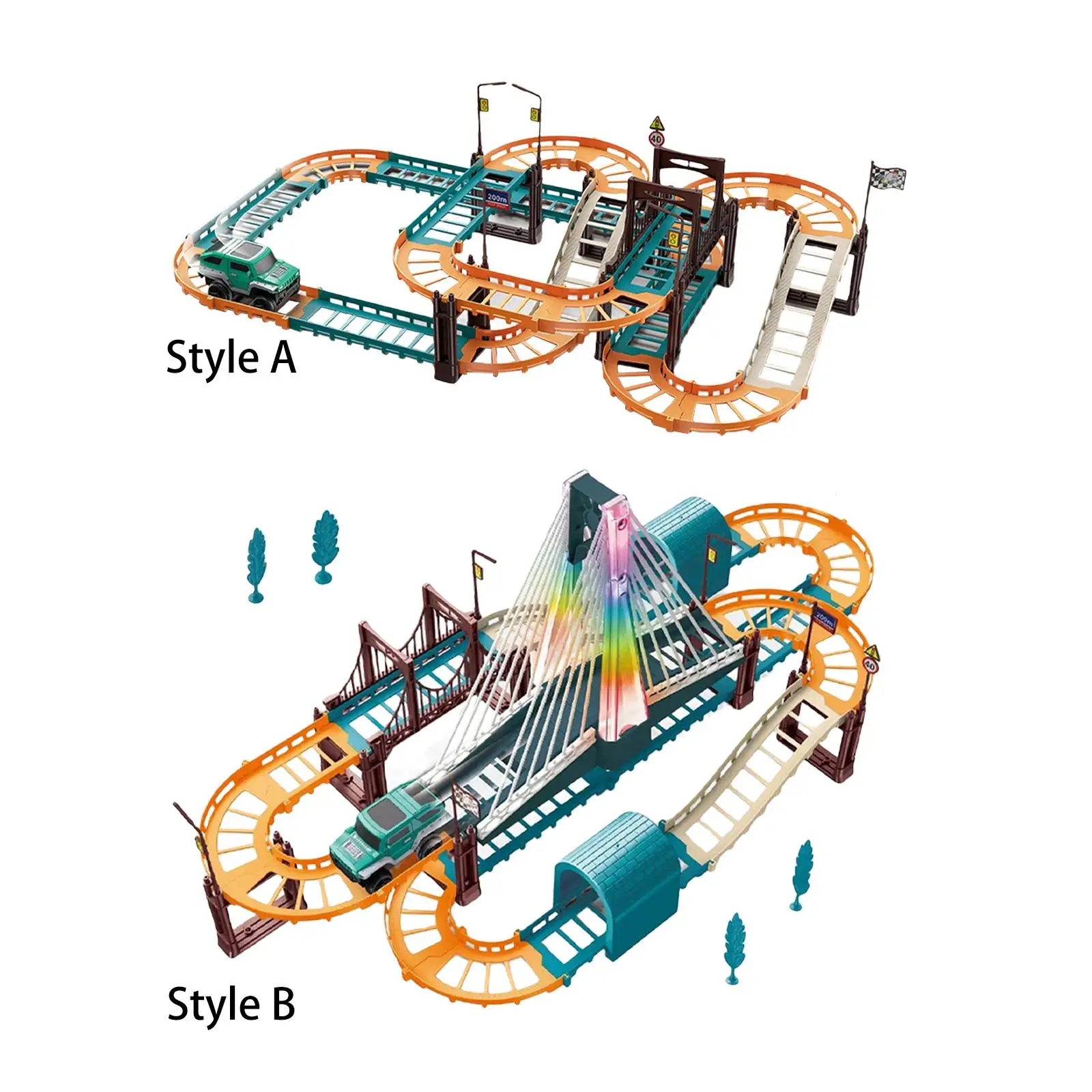

Flexible Race track Playset Curved track Rail Construction for Kids Girls Boys Birthday Gifts