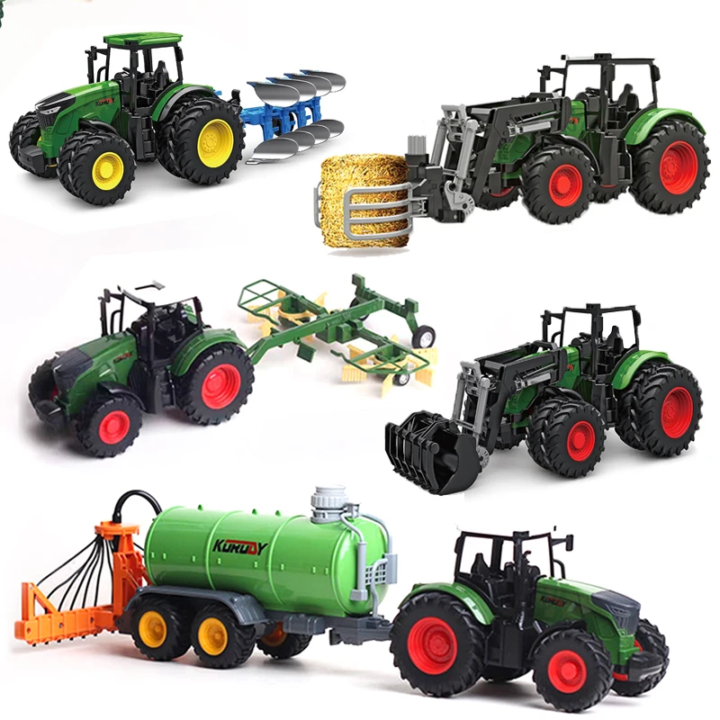 

1/24 Farm Tractor Model Children's Toy Car Engineering Vehicle Agricultural Trailer Transport Truck Assembly Kit Boys Gifts