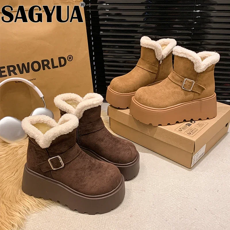 Женские зимние ботинки на меховой платформе женская короткая плюшевая хлопковая