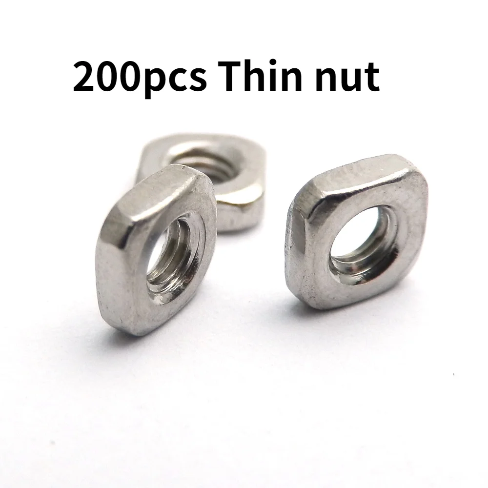 

200pcs/lot Square Thin Nut M3 M4 M5 M6 M8 A2 STAINLESS STEEL NUTS DIN 562 M3x5.4x18mm M5x8x2.6mm