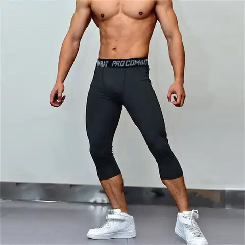 Mens Workout Shorts Sports Wear Running Tights Gym Leggings Tights for Men Yoga Pants Compression Exercise Pants for Men Spandex