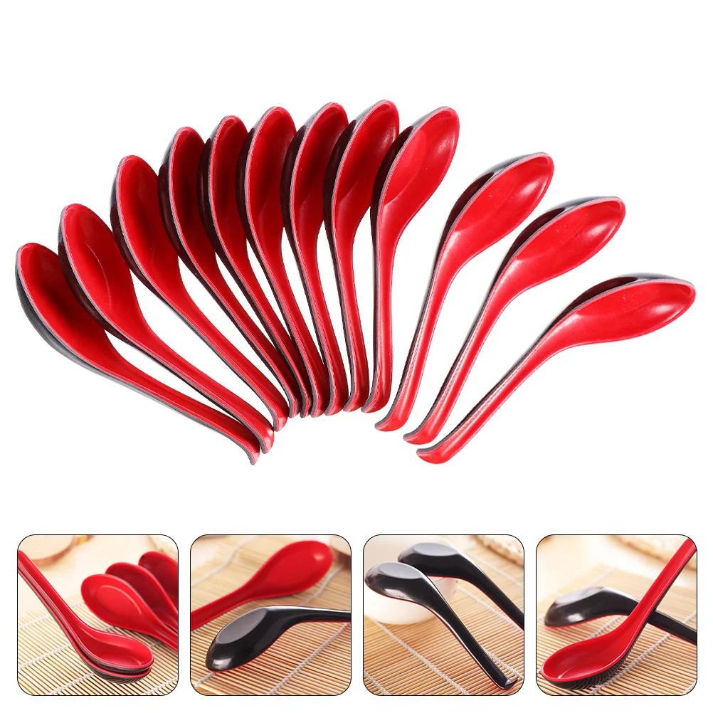 

12pcs Porridge Spoons Soup Spoons Household Rice Spoons Long Handle Spoons