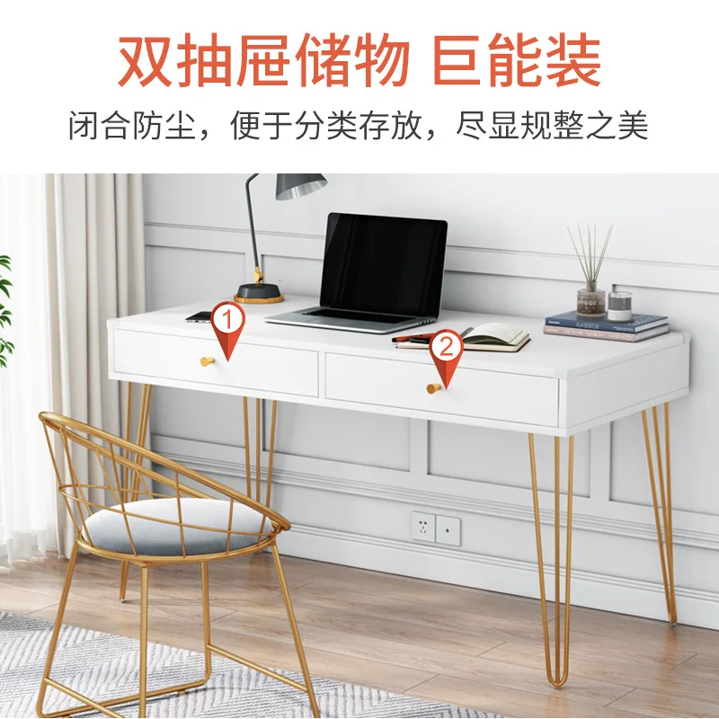 

SH Aoliviya Official New Nordic Ins Desk Simple Modern Desktop Computer Desk Student Bedroom Golden Leg Home Writing Table