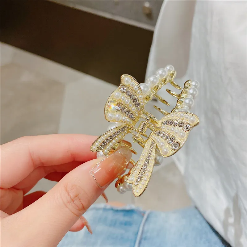 Летние жемчужные блестящие стразы заколки для волос женщин Милая женская