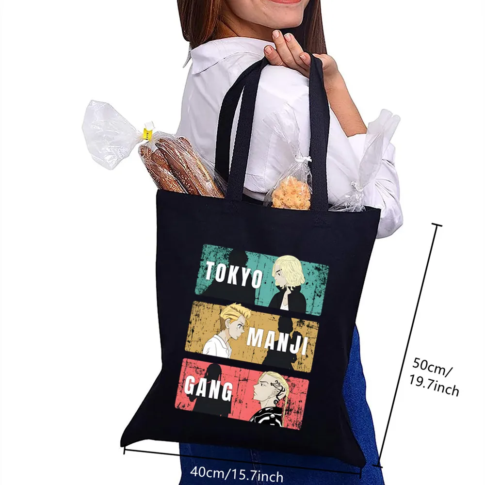 Токийский торговый тоут, черная Дорожная сумка унисекс Manjiro Takemichi, японское аниме CanvasBags, экологически чистая складная сумка для магазина