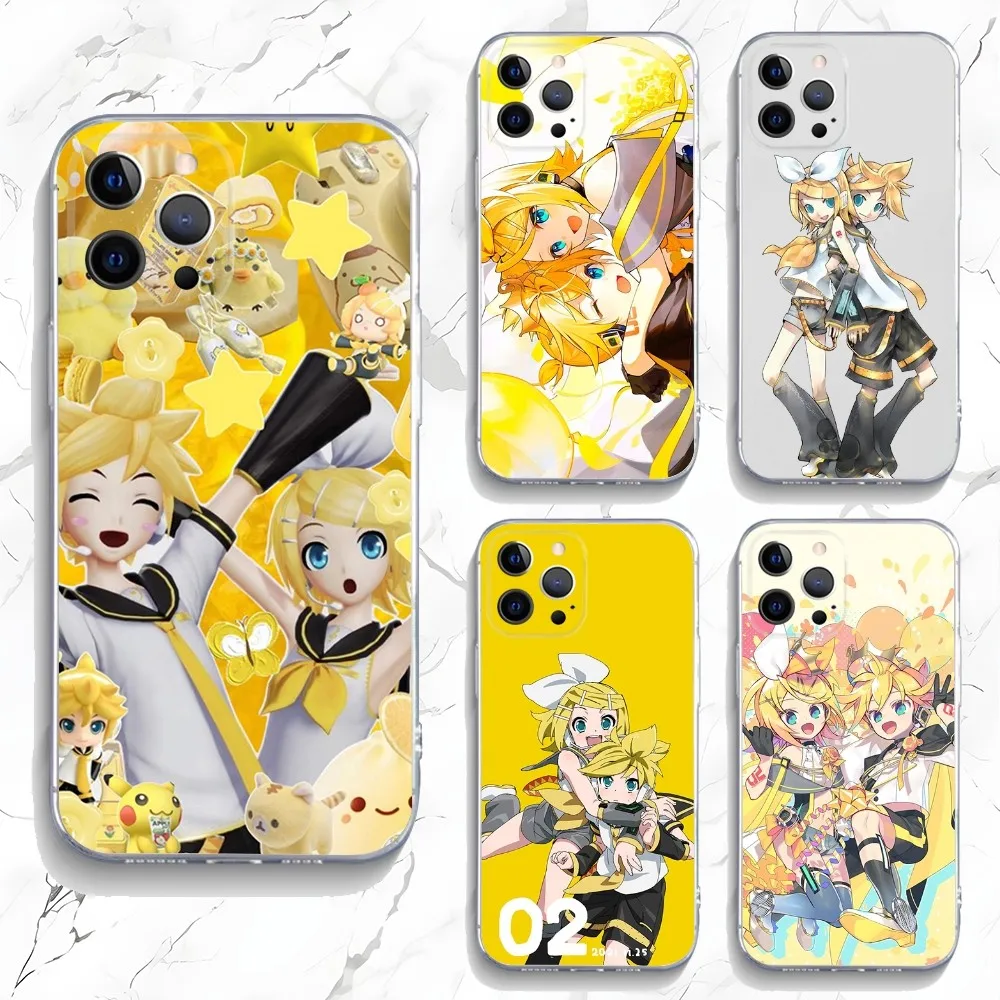 KagamineS Rin Len Phone Case For iPhone 16 15 14 13 12 11 Plus Pro Max XR XS X 7 8 SE Mini Transparent Silicone Soft