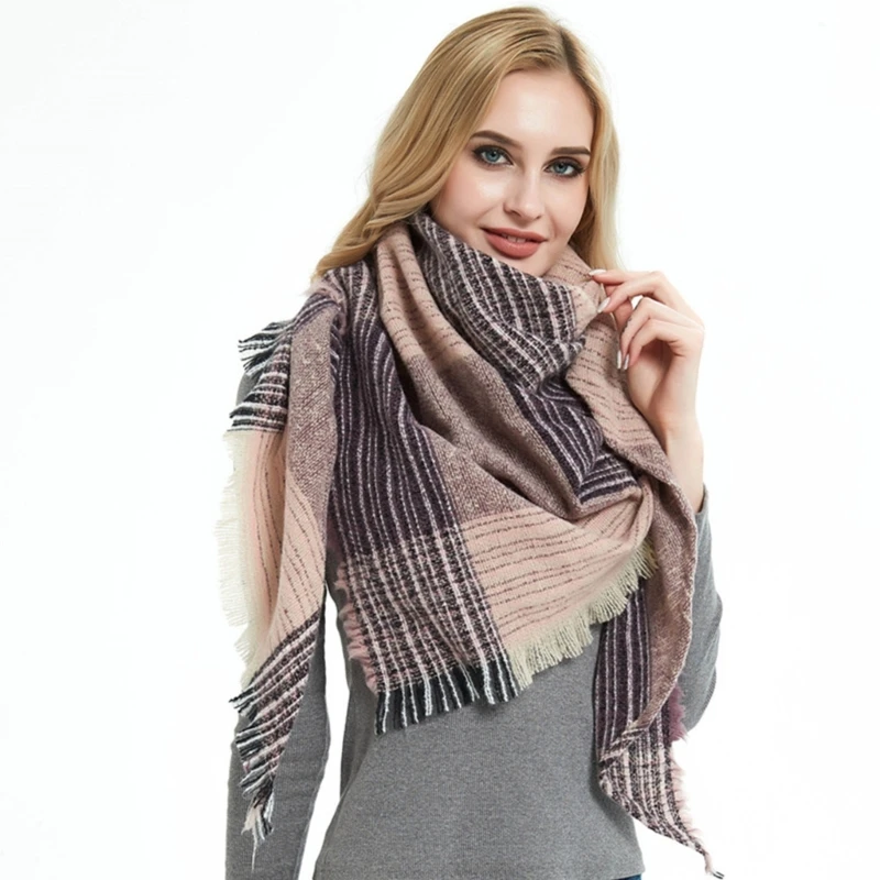 

Women Scarves Shawl Winter Thick Warm Knit Large Scarf Cashmere Feel Shawl Wraps Multi-color