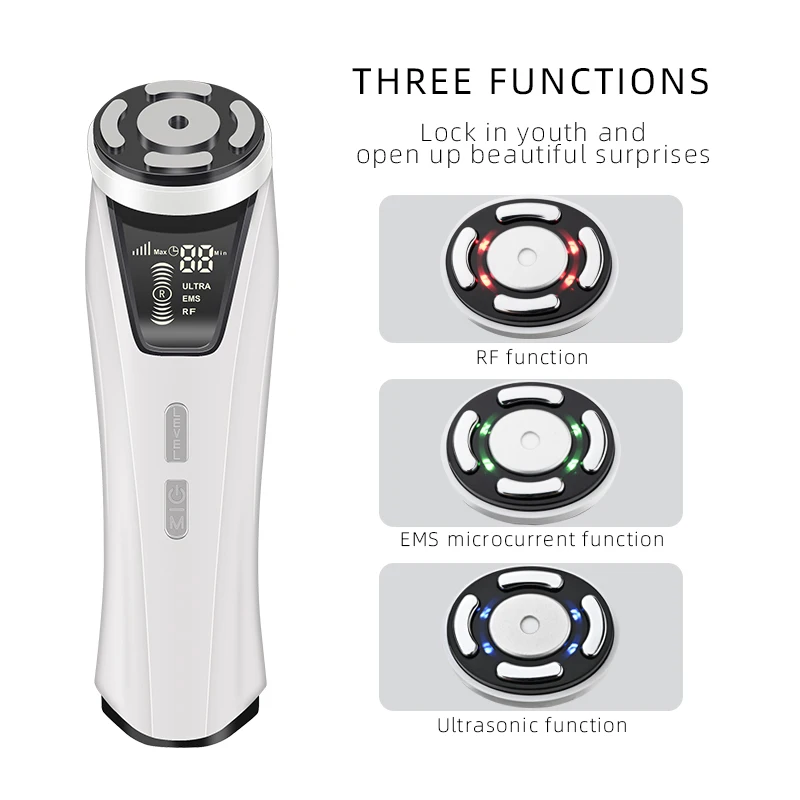 

HIFU RF Radio Frequency LED Photon Faces Lifting Tighten Wrinkle Removal Skin Care Face Massager with 4 Mode 5 Gear Position