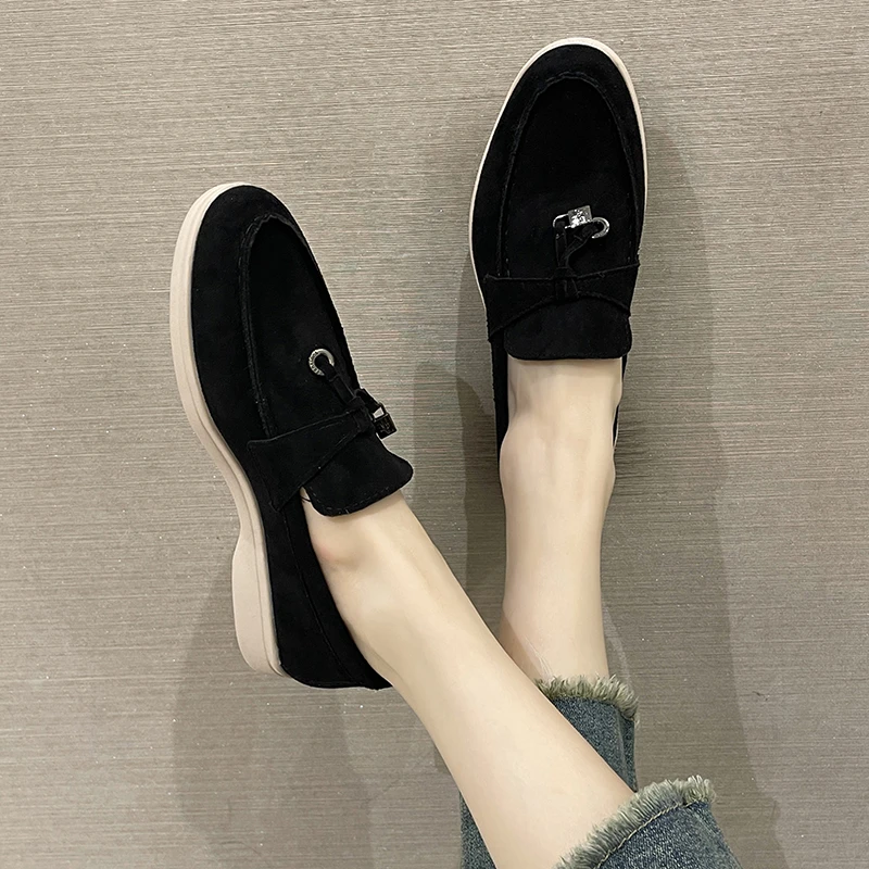 

Women Flat Shoes 2023 Spring Suede Slip on Women's Casual Shoes Retro Light Ladies Walking Shoes Fashion Female Loafers Sneakers