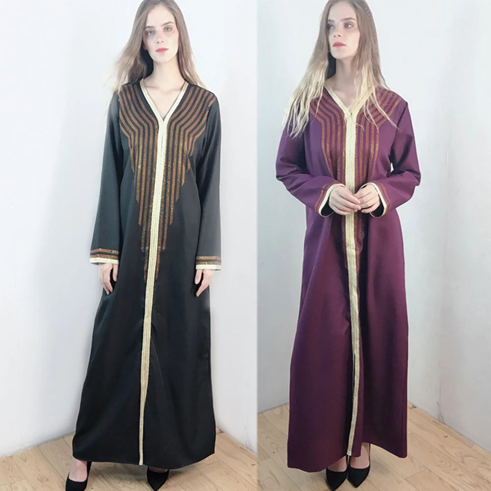 

Длинное арабское женское платье Djellaba, Женская Abaya мусульманский кафтан, арабское мусульманское длинное скромное платье Kebaya