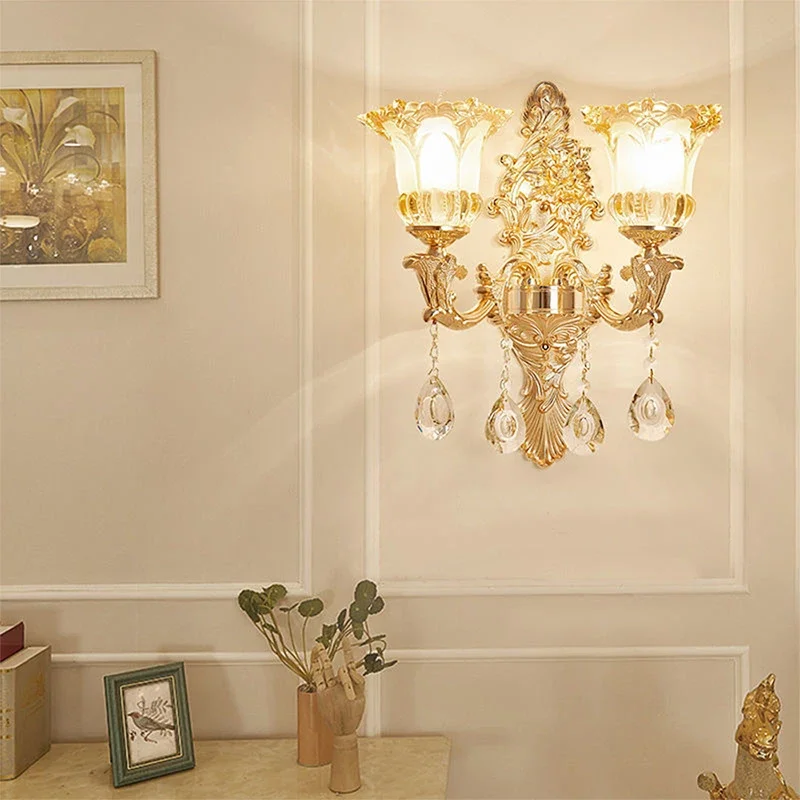 Роскошный хрустальный настенный светильник DLMH Европейский прикроватный для