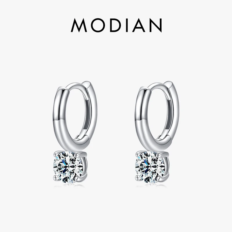 

Modian Real 925 Sterling Silver Sparkling Zirconia Hoop Earrings For Women Original Luxury Brand Fine Jewelry Engagement Gifts