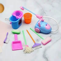 9pcs model toy decorative plastic educational doll household goods cleaning tool for kid miniature toy dollhouse toy