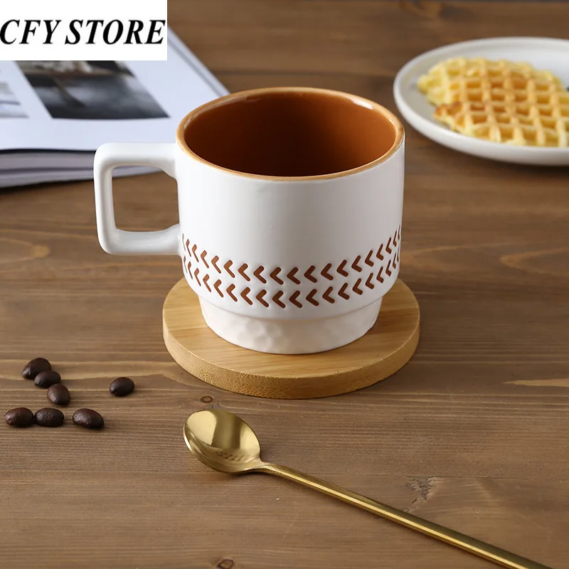 

300ml Creative Ceramic Coffee Mug with Handgrip Personalized Family Lovers Coffee Cup Family Breakfast Milk Cup Beverage Utensil