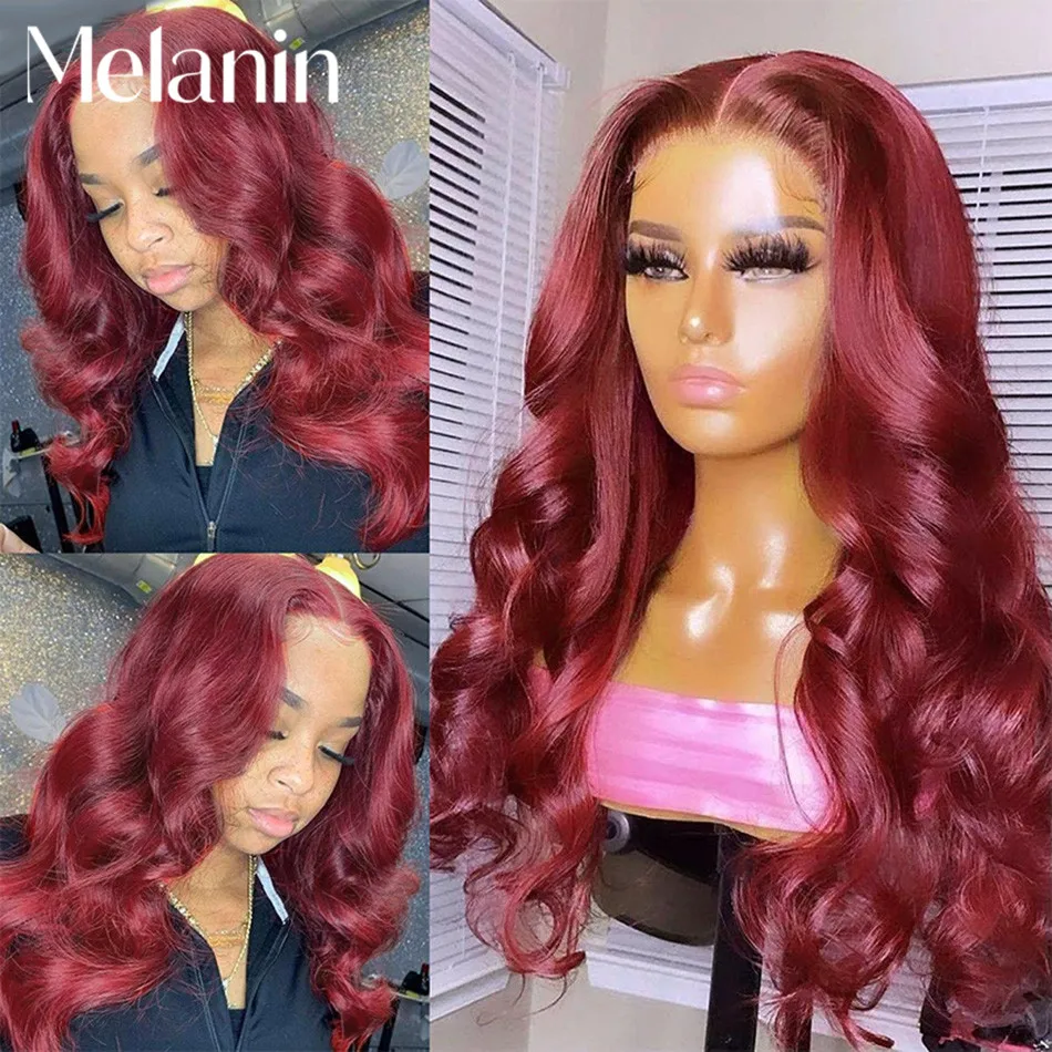 

Top 10A 4x4 5x5 HD Lace Closure Human Hair Wigs Reddish Burgundy Colored Malaysian Body Wave Remy Human Hair Wigs For Women