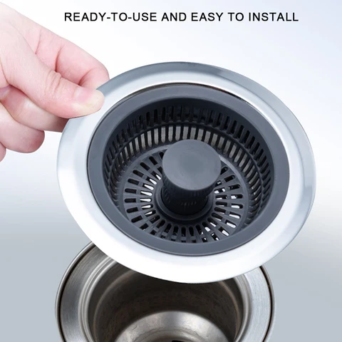 Сетчатый фильтр для слива раковины 3 в 1 из нержавеющей стали 304 с герметичной заглушкой - изображение