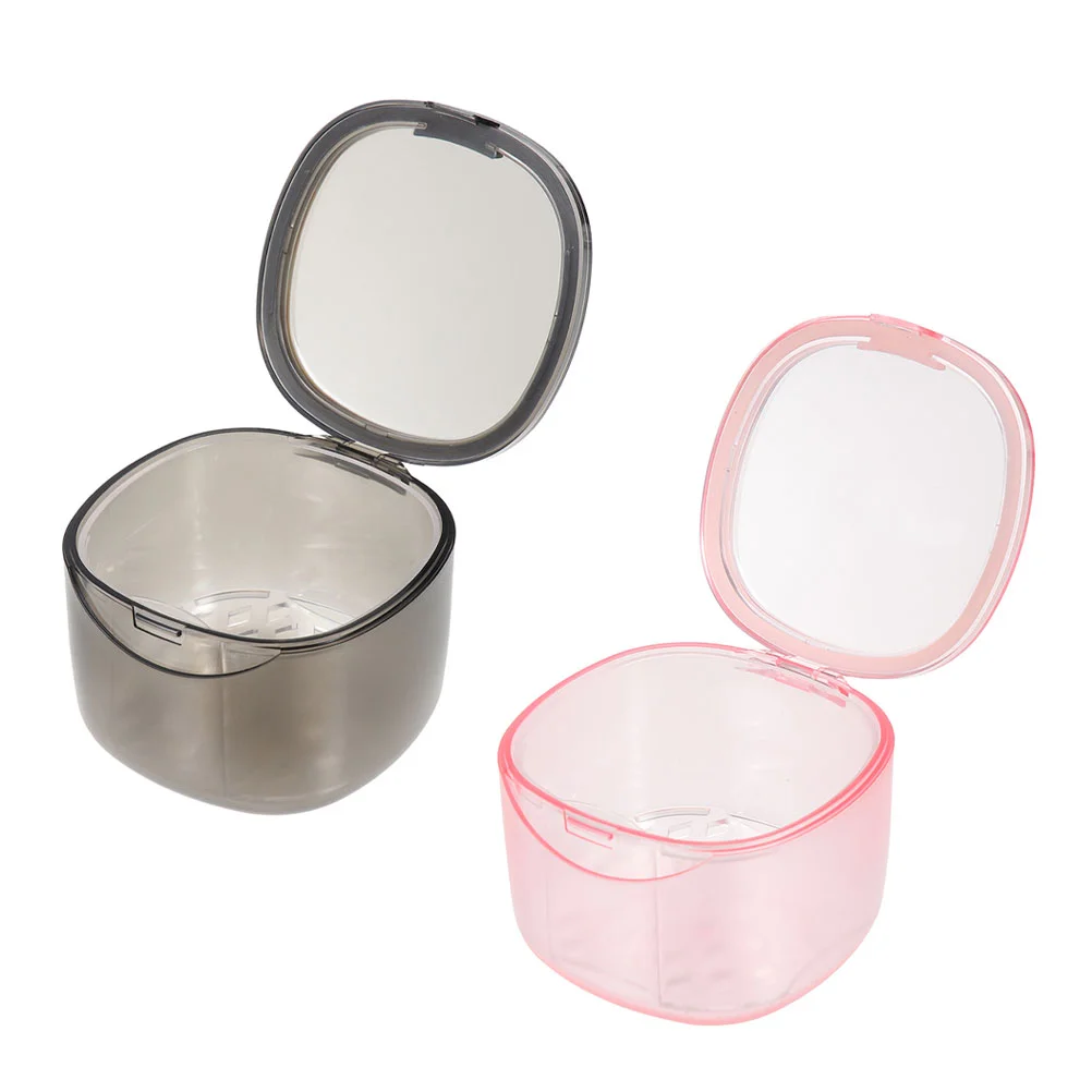 

2pcs Portable Denture Boxes Convenient False Tooth Boxes Denture Guard Cases for Outdoor