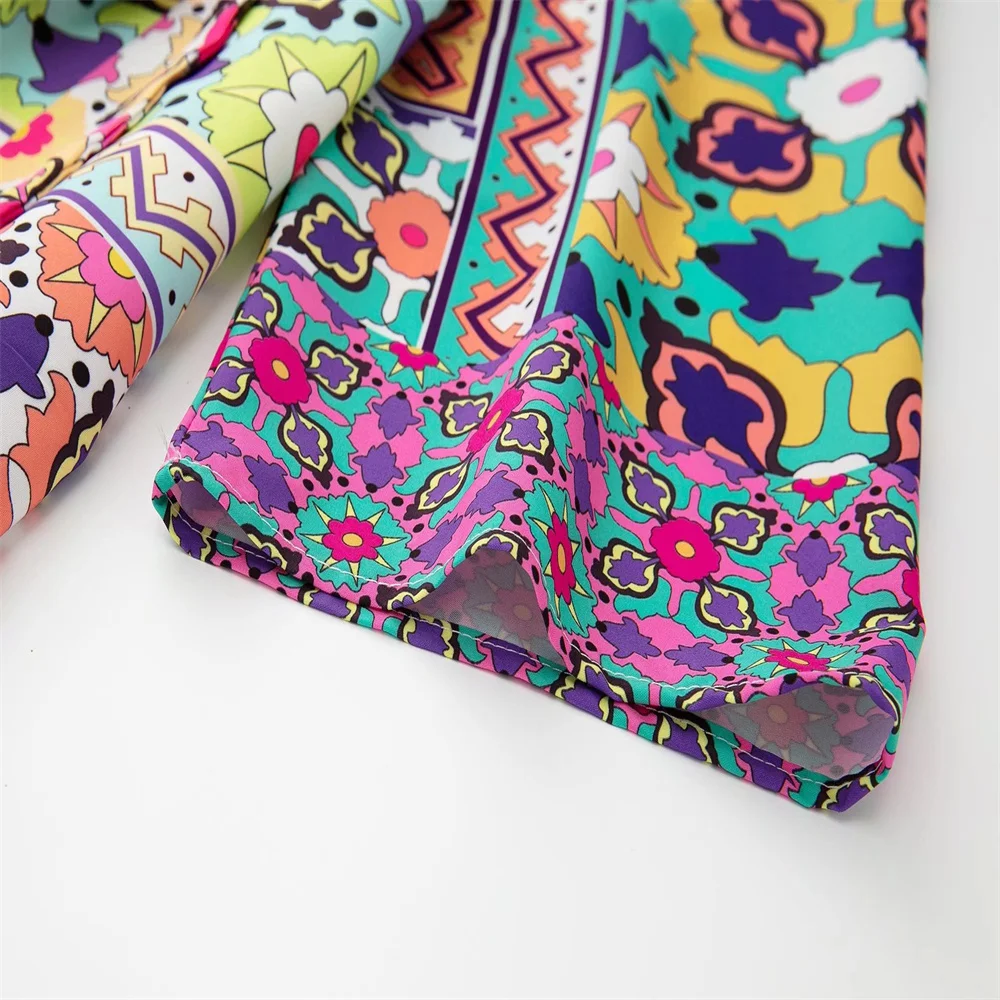 Женское Свободное пальто с длинным рукавом поясом и принтом в европейском