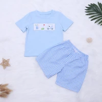 baby boy clothes boy set boys spring and summer clothes two piece set golf cars embroidery blue t shirt blue shorts boy clothes