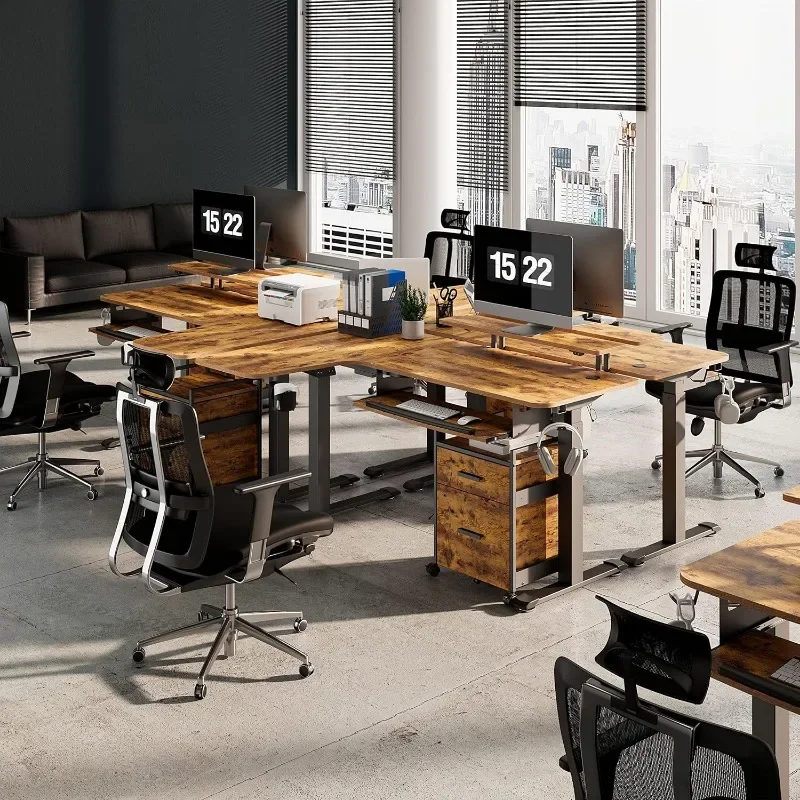 Эргономичный стол с электрической регулировкой по высоте угловой сиденьем