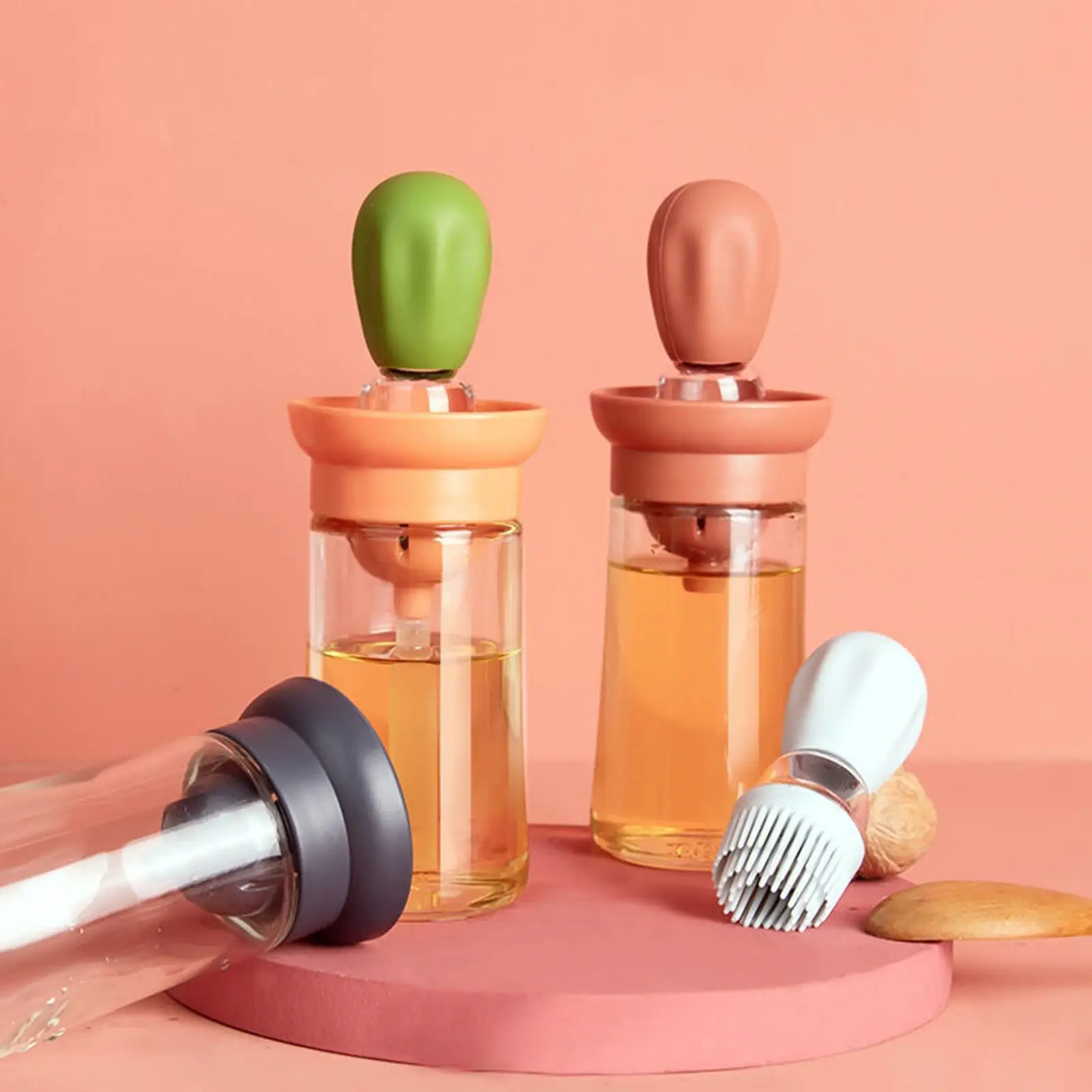 

Kitchen Oil Bottle Brush Silicone Glass Container Olive BBQ Pump Spray Tool Cooking Cookware Pot Vinegar Condiment Oil Disp H2R4