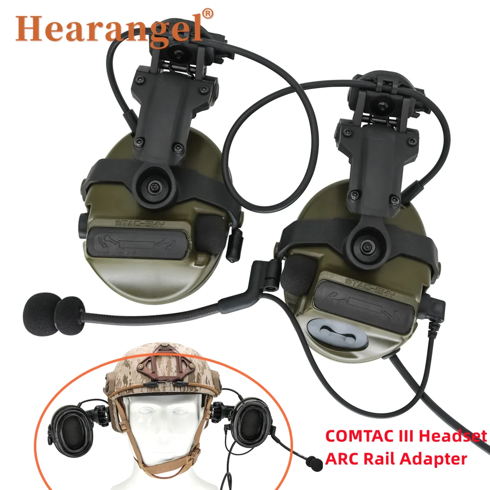 Tactical Headset Comtac III Helmet ARC Rails Noise Cancelling Pickup Headphones Shooting Airsoft Sports Earmuff Tactical U94 PTT